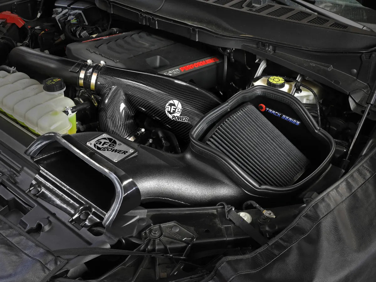 AFE Track Series Carbon Fiber Cold Air Intake System w/ Black Pro 5R Filter - 3.5L Twin Turbo