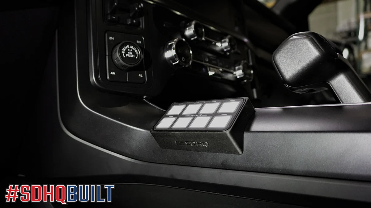 SDHQ OFF ROAD '21-24 FORD RAPTOR SDHQ BUILT SWITCH-PROS SP-9100 FLOW THROUGH CENTER CONSOLE KEYPAD MOUNT