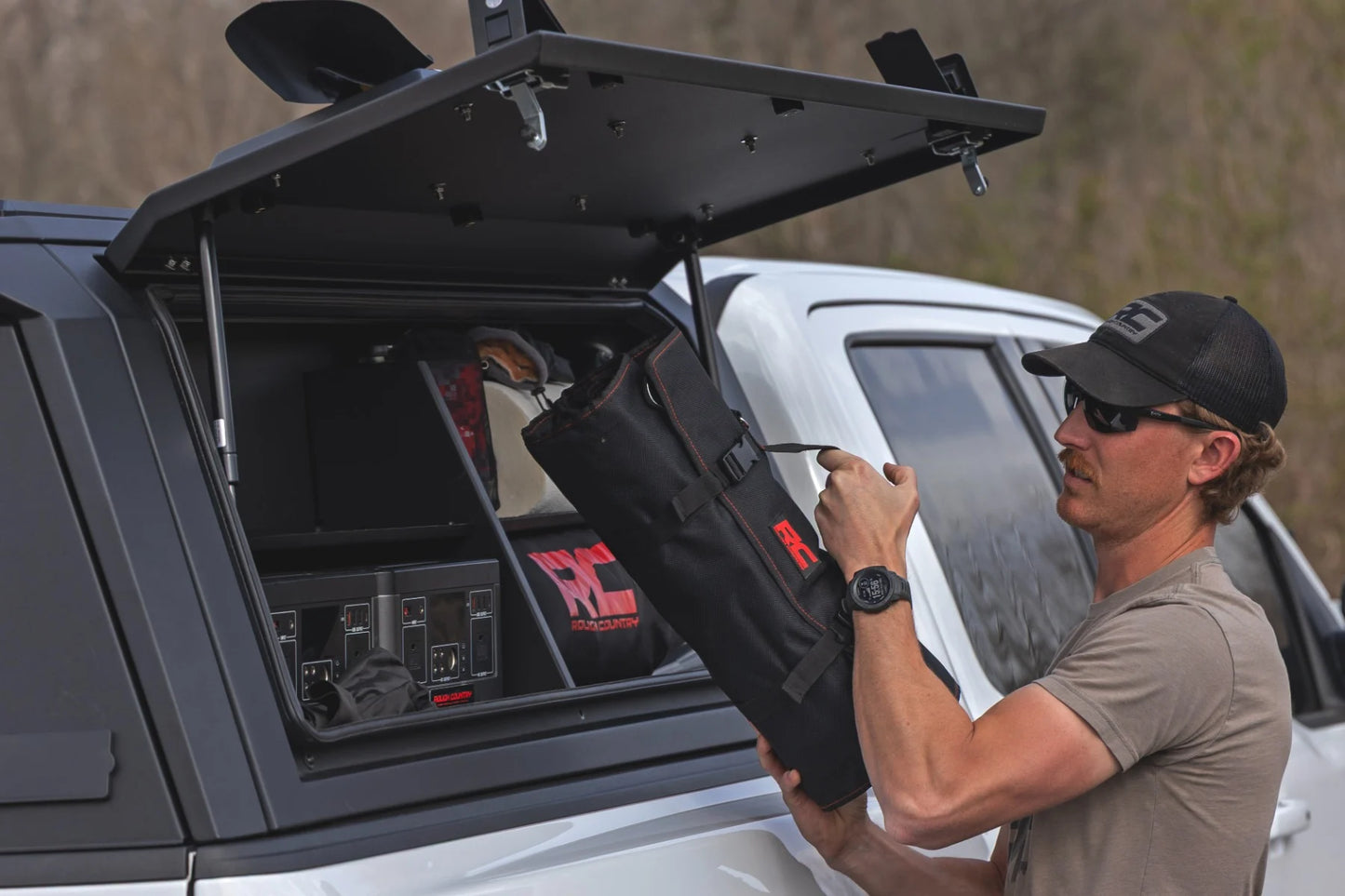 Rough Country 2017-2025 Ford Raptor Bed Cap Side Shelf Storage Bin