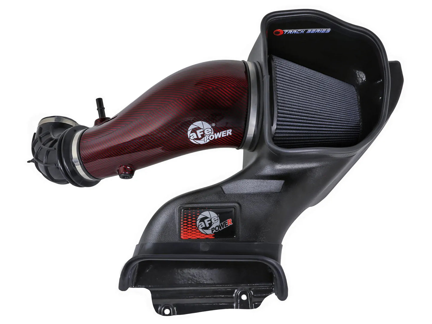 AFE 23-24 Ford F150 Raptor R V8 5.2L Supercharged Red Carbon Track Series Air Intake w/ P5R Filter