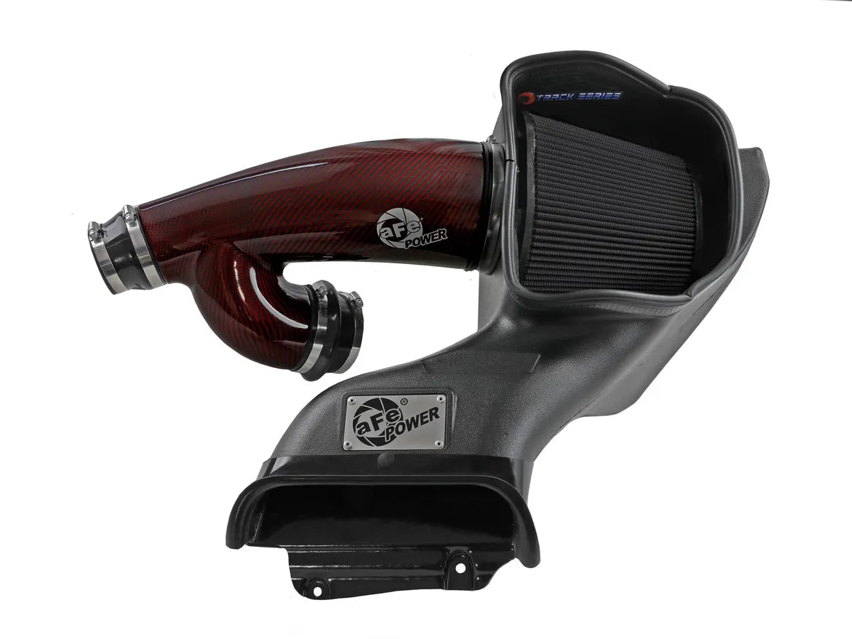 AFE Track Series Red Kevlar Carbon Fiber Cold Air Intake System w/ Black Pro 5R Filter - 3.5L Twin Turbo
