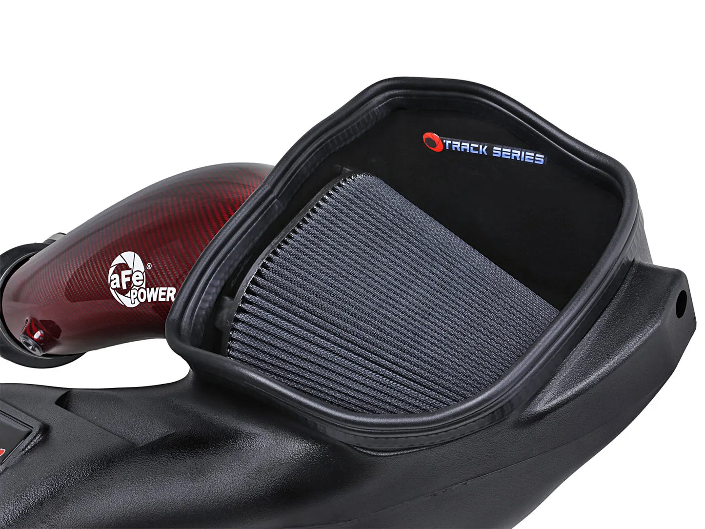 AFE 23-24 Ford F150 Raptor R V8 5.2L Supercharged Red Carbon Track Series Air Intake w/ P5R Filter