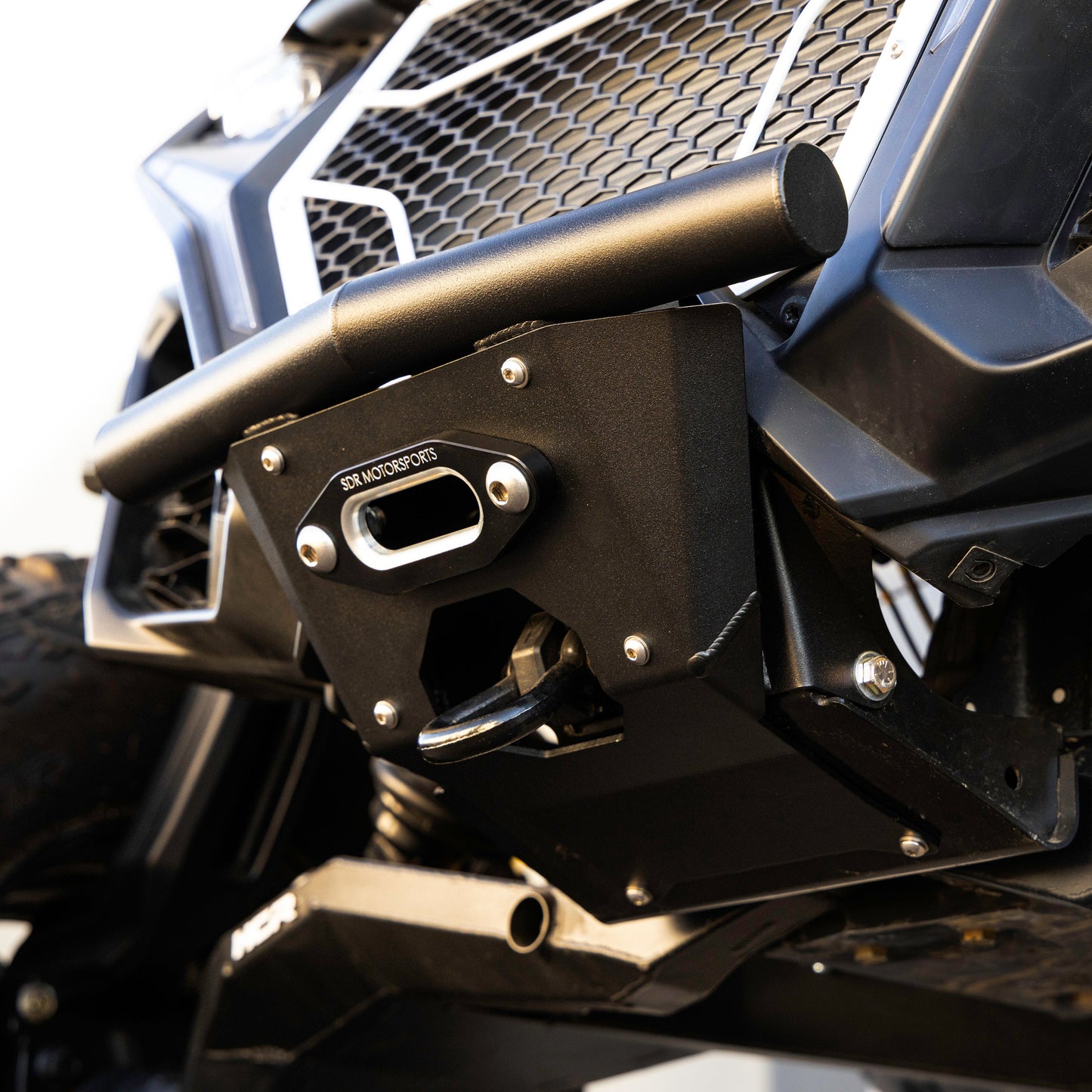 SDR Motorsports Can Am Maverick R Winch Skid Plate Single Tube Front Bumper