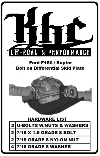 KRAZY HOUSE CUSTOMS  Ford F150 & Raptor Differential Skid Plate