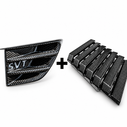 2010-2014 Ford Raptor SVT Replacement Carbon Fiber Side Fender Vent Trim and Hood Vents Package