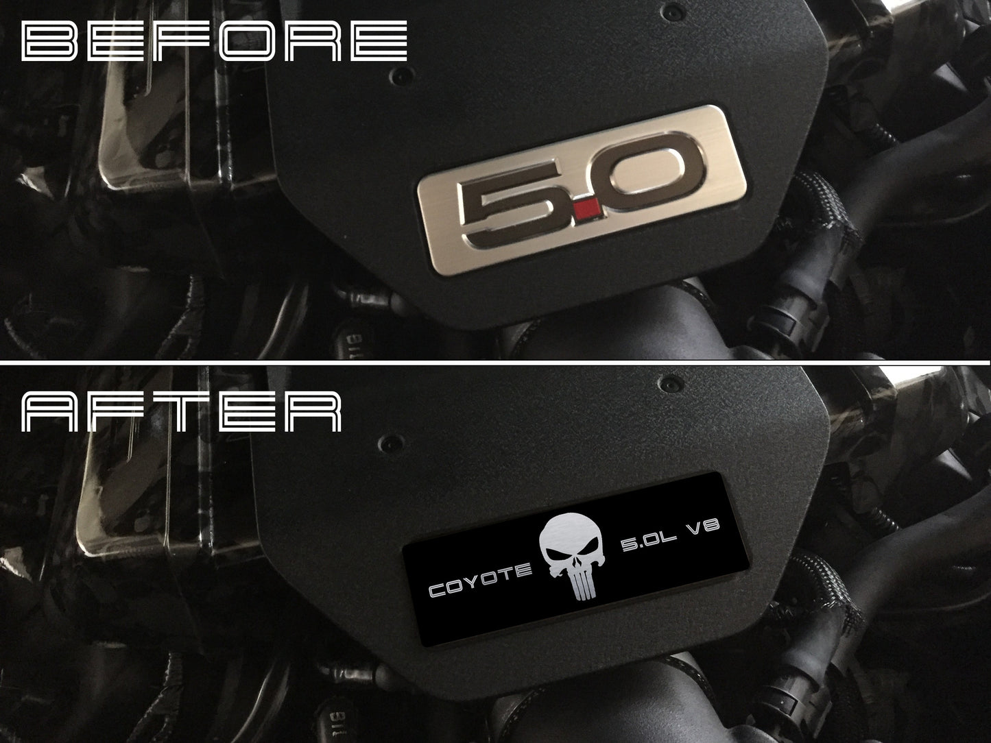 Aluminum Engine Cover Plate [S17] Punisher Silver (2015-2017 Mustang)