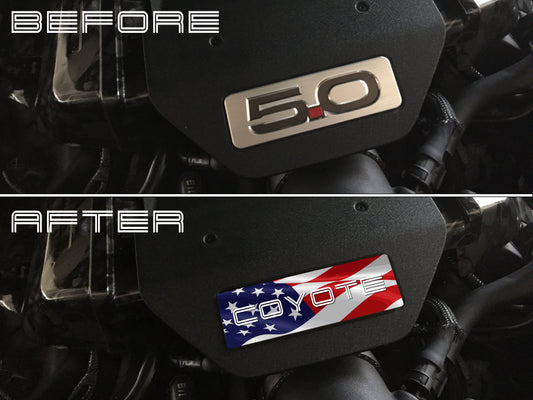 Aluminum Engine Cover Plate [S18] Flag 1 Coyote (2015-2017 Mustang)