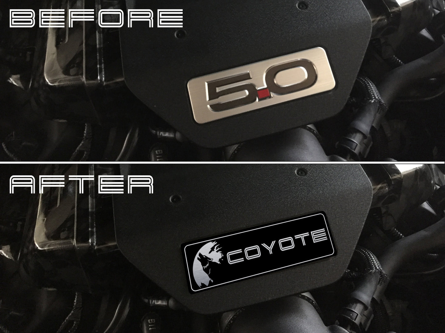 Aluminum Engine Cover Plate [S5] Moon Coyote (2015-2017 Mustang)