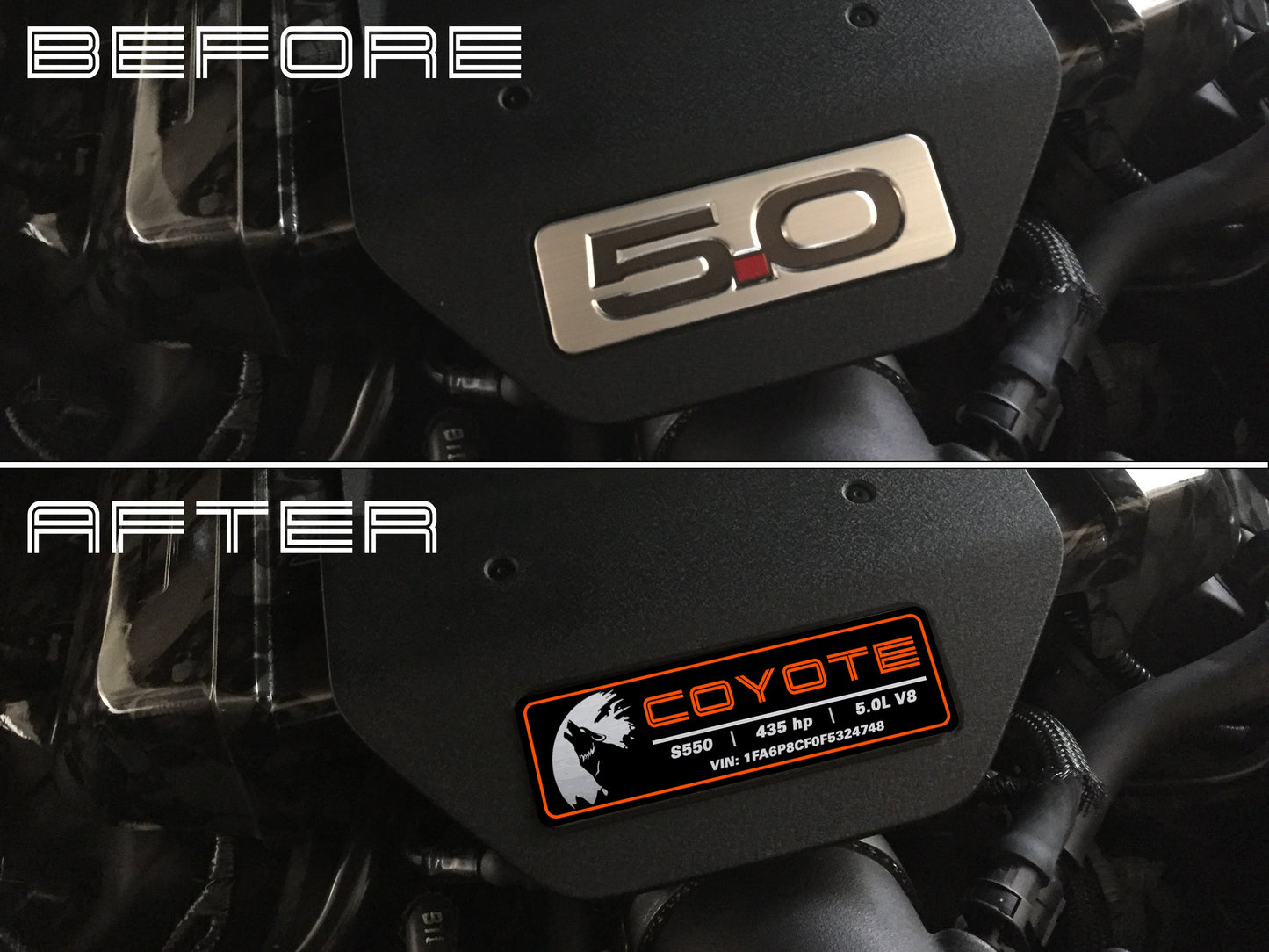 Aluminum Engine Cover Plate [S5C] - Moon Coyote Custom (2015-2017 MUSTANG)