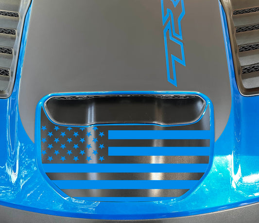 Small Front Hood Graphic with American Flag Cutout OEM Style (2021+ Ram TRX/RHO)