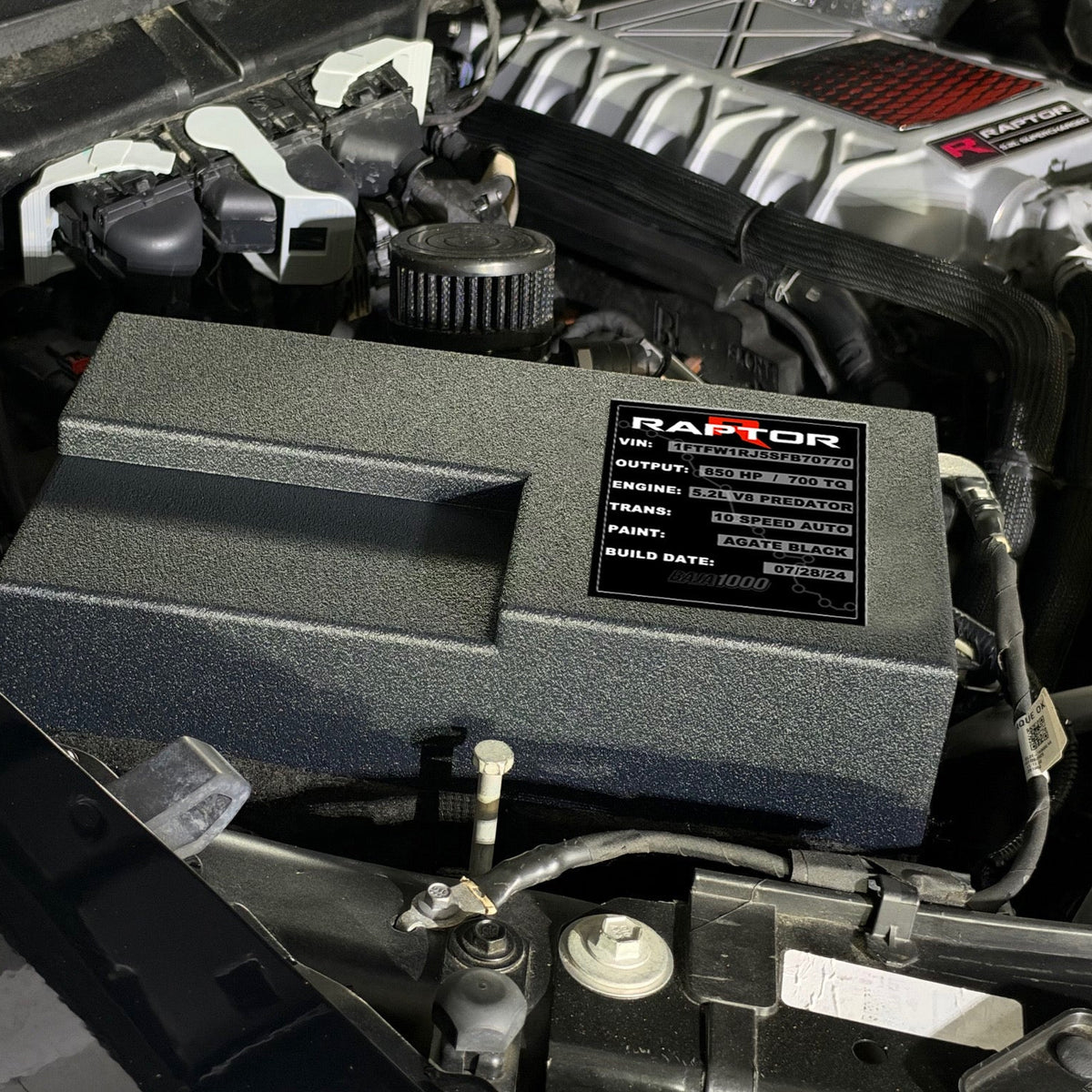 2021+ Ford Raptor Custom Battery Cover – Personalized Engine Bay Plate