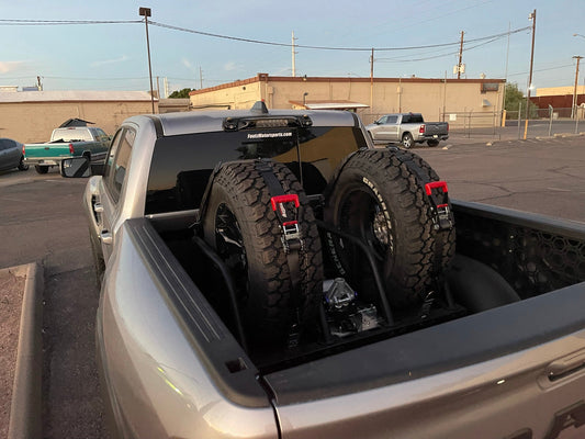 Dual Tire Carrier Quick Release Modular Bed Organizer