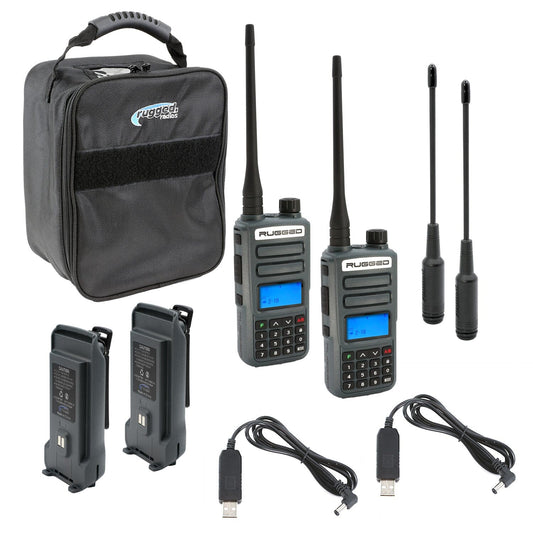 ADVENTURE PACK - GMR2 PLUS - GMRS / FRS Two Way Handheld Radios with Accessories Safety Orange