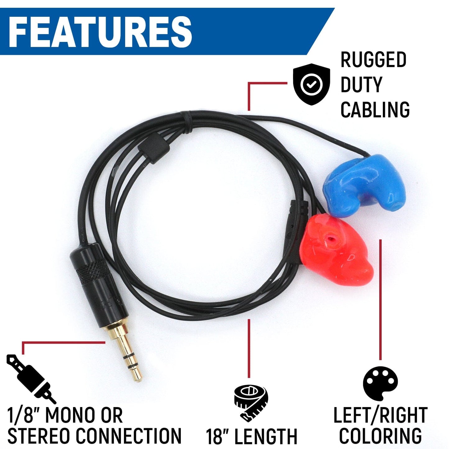 Challenger Semi-Custom Molded Ear Bud Speakers with 1/8  Plug Mono