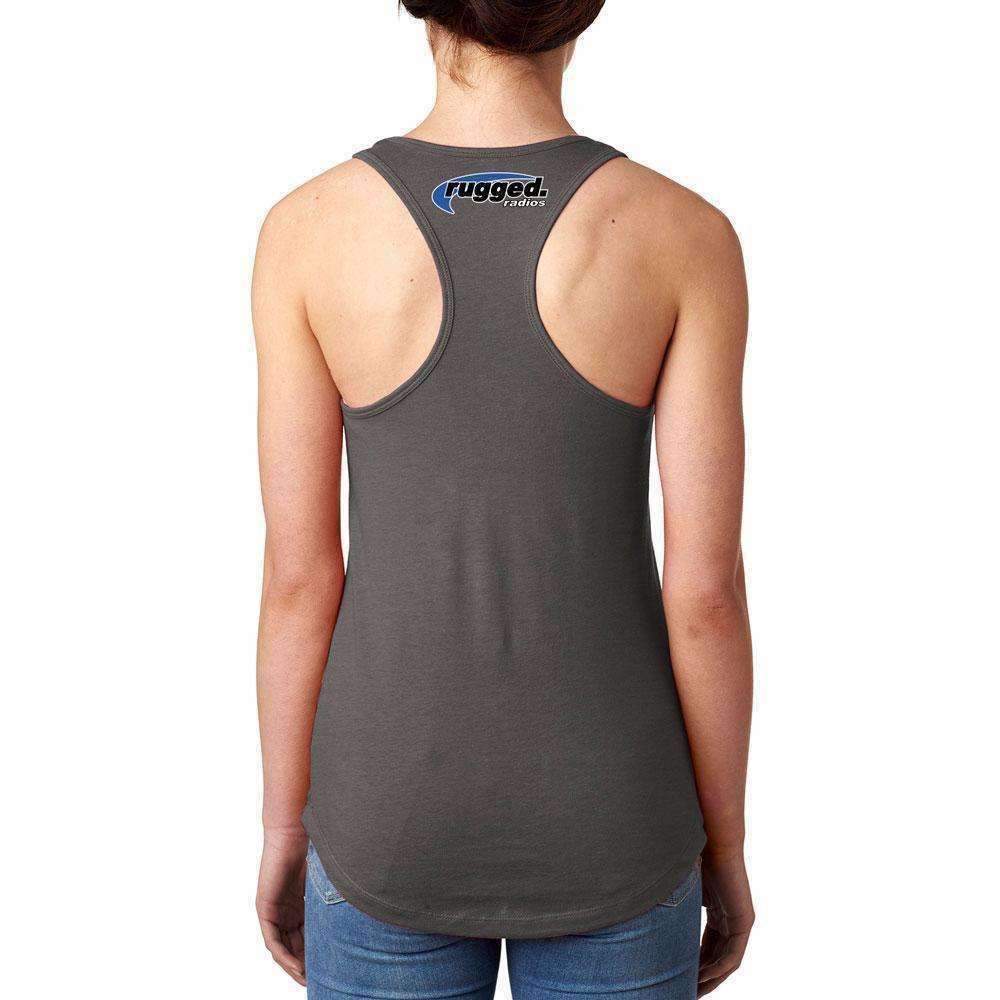 Rugged Radios GARAGE Ladies Racerback Tank Top - Grey Extra Large